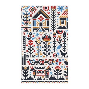 Pennsylvania Dutch Tea Towel, Amish Kitchen Decor, Folk Art Cotton Towel, Pennsylvania Dutch Kitchen Towel, Amish Tea Towel, Folk Art