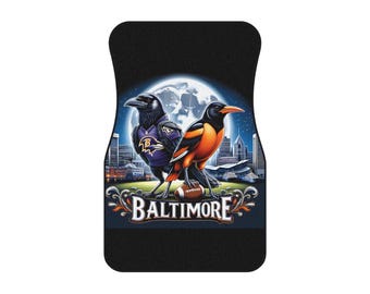 Tappetini per auto, set di uccelli Baltimore Ravens e Orioles, regalo per la festa del papà, Charm City, regalo per fidanzato, accessori per auto della squadra NFL MLB