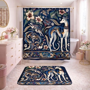 Greyhound Bath Mat: Vibrant Microfiber Dog Breed Bathroom Decor