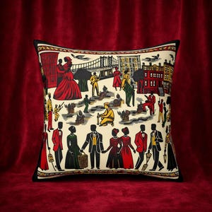 Black Girl Magic Accent Pillow, African American Cushion, Harlem Inspired Design, Toile Pillow, Black Girl Cushion, Afrocentric Throw