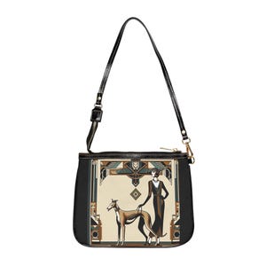 Art Deco Greyhound Crossbody Bag, Small Shoulder Purse, Whippet Italian Greyhound Handbag, Greyhound Lover Gift, Art Deco Purse
