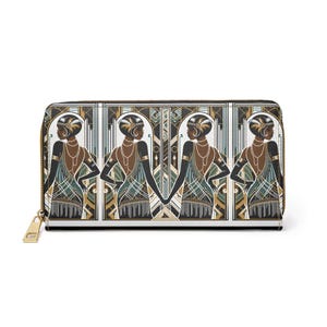 Afroamerikanische Art-Deco-Reißverschluss-Mappe, 1920er Jahre schwarze Mädchenmagie, ethnische Clutch-Tasche, Vintage-Afroamerikaner-Geldbeutel, Retro-Mappe
