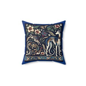 Chinoiserie Greyhound Accent Pillow - Italian Greyhound, Whippet Lovers Cushions, Spun Poly Square Pillow, Decorative Throw Pillow, Home image 2
