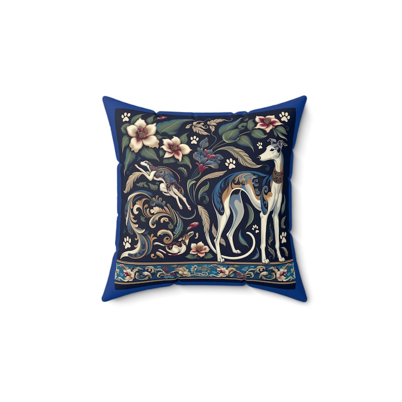 Chinoiserie Greyhound Accent Pillow - Italian Greyhound, Whippet Lovers Cushions, Spun Poly Square Pillow, Decorative Throw Pillow, Home image 2