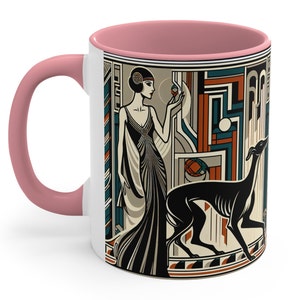 Art Deco Greyhound Ceramic Mug Art Deco Whippet Coffee Mug Greyhound Gift Ceramic Mug Italy Greyhound Whippet Mug Mucha Design