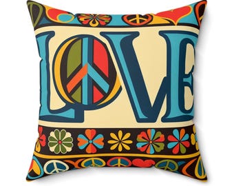 Cuscino d&#39;amore arte cuscino anni &#39;60 cuscino retrò LOVE cuscino decorativo in vivaci colori anni &#39;60 cuscino d&#39;amore retrò cuscino decorativo stile anni &#39;70