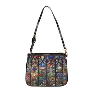 Petit sac à bandoulière en vitrail, sac à main bandoulière fleuri, sac à main pour femme, mini sac messager, pochette en mosaïque colorée