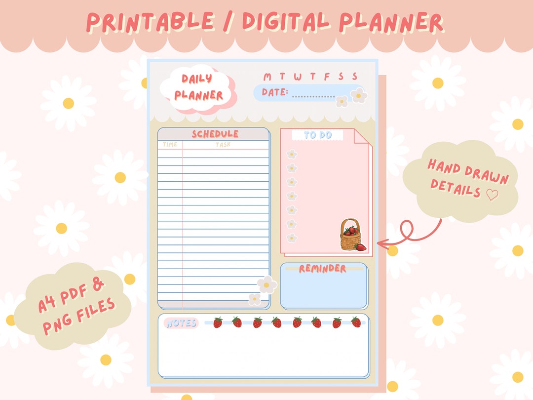 Cute Daily Planner | Cute Printable Planner | Instant Digital Download ...