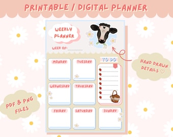 Cute Weekly Planner | printable | instant digital download | digital print | farm themed | printable stationery