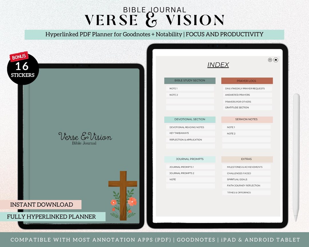 Verse & Vision Bible Journal Christian Faith Planner for Women and Men ...