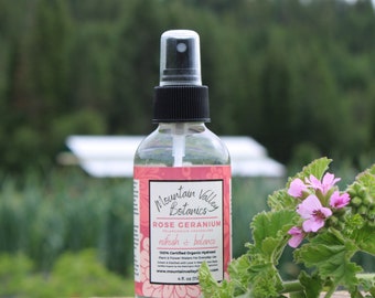 Organic Rose Geranium Hydrosol - All Skin Types - Hydrates and Balances