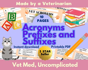 Vet med acronym suffix prefix  veterinary cheat sheet vet tech notes acronyms vet nurse suffix guide vet tech study guide vet student study