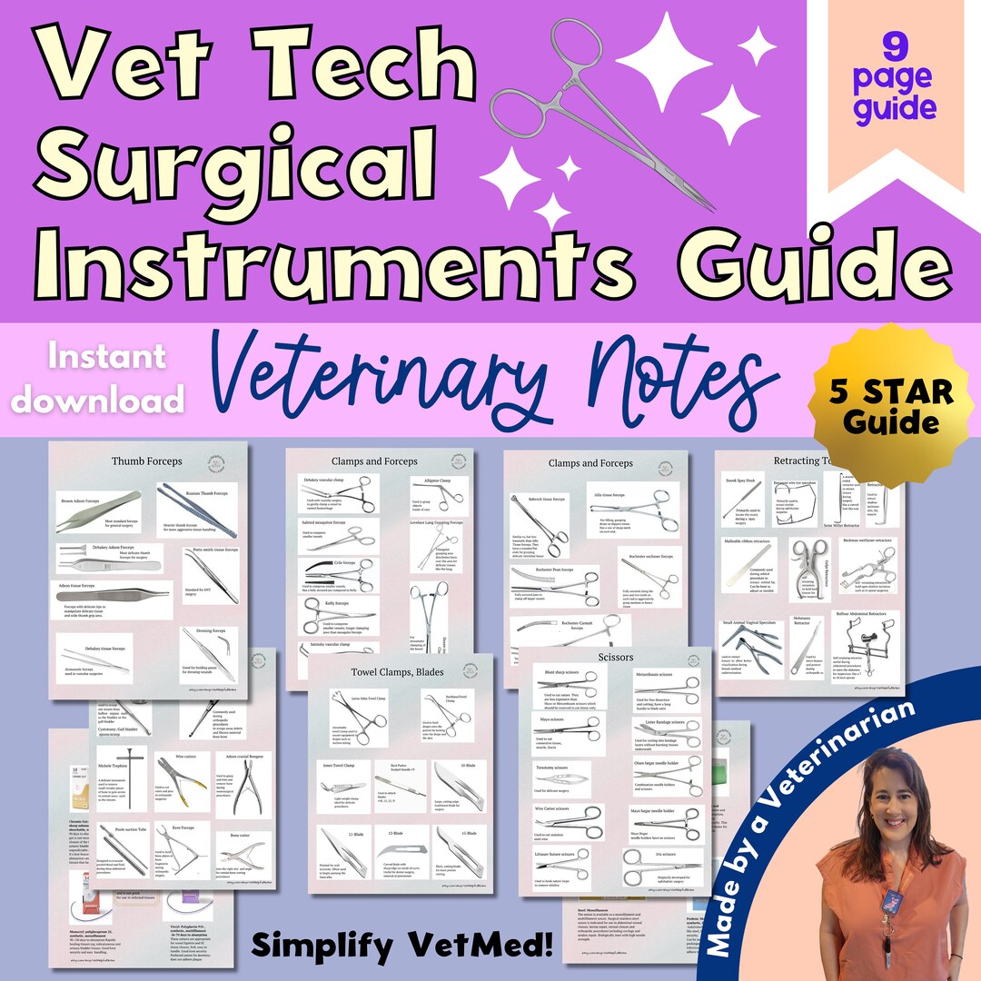 Vet Tech Surgical Instruments Guide Veterinary Surgical Etsy Australia