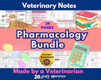 Veterinary pharmacology bundle: Antibiotics,GI, Cardio, Respiratory, NSAID/steroids, Opioid/sedation/anesthesia drugs, VTNE prep