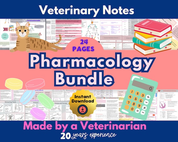 Veterinary pharmacology bundle: Antibiotics,GI, Cardio, Respiratory, NSAID/steroids, Opioid/sedation/anesthesia drugs, VTNE prep