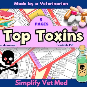 Top Toxins, Vet Med Notes for Vet Techs, Vet Nurses, Vet Students