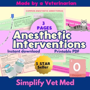 Veterinary Anesthesia- Intervention for Complications, Vet Tech, VTNE, Vet Med study guide