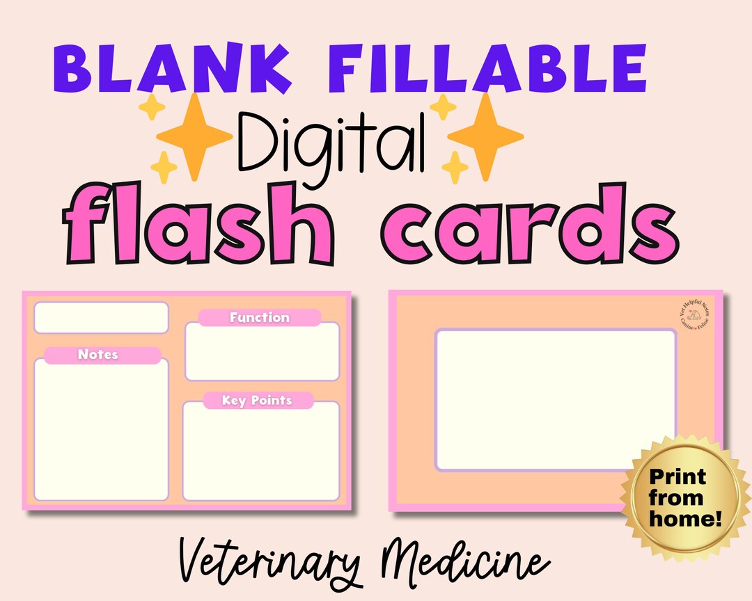 Fillable Flashcard Template Printable Blank Flashcards Digital Etsy