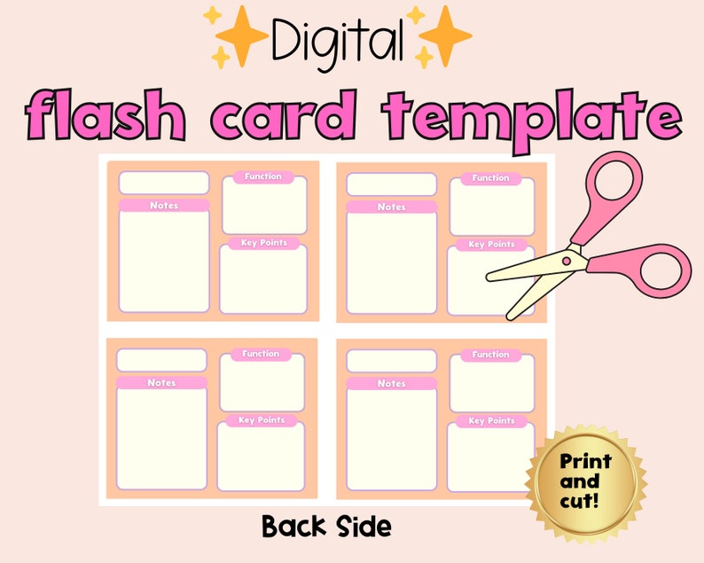 Fillable Flashcard Template Printable Blank Flashcards Digital Revision ...
