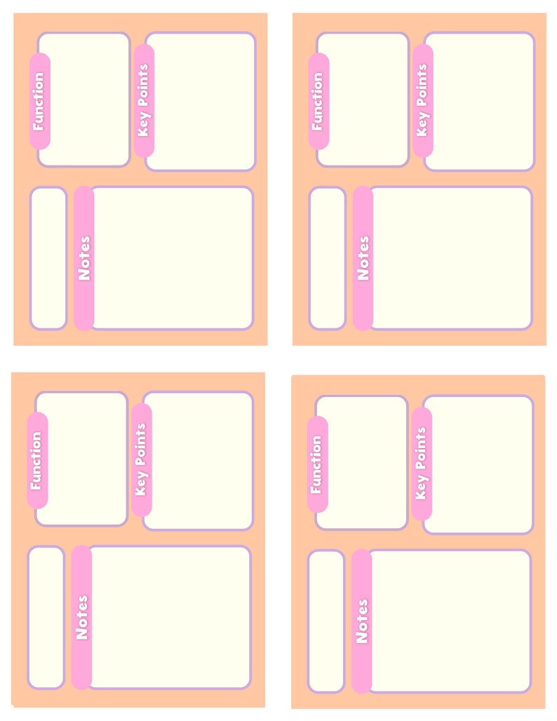 Key Point And Notes Worksheet Fillable Flashcard Template Printable Blank Flashcards Digital Revision ...