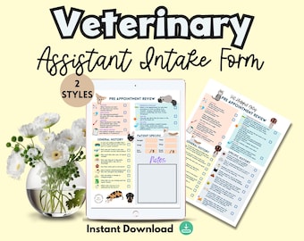 Vet Assistant intake form veterinary history form vet assistant history template vet tech intake template vet tech study vet tech notes