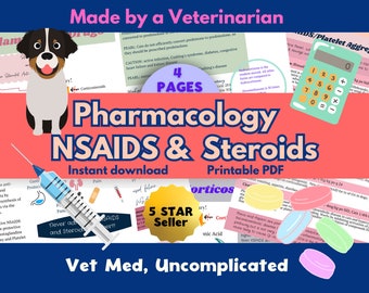 Pharmacology, vet tech notes, NSAID and Steroids, vet nursing notes
