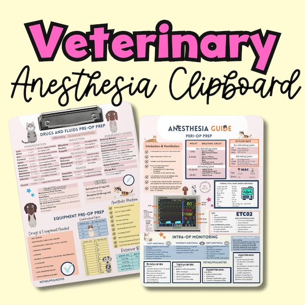 Veterinär Anästhesie Klemmbrett Utensilien Utensilien Klemmbrett Vet Tech Zwischenablage Veterinär Geschenk Anästhesie