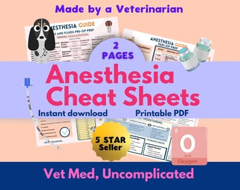 Veterinary Anesthesia Cheat Sheets vet tech notes vet nurse anesthesia guide pharmacology notes vet student notes anesthesia digital vet med