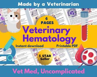 Hematology Veterinary Study Guide, Vet Tech, Vet Nurse, Vet Student Blood film interpretation Notes