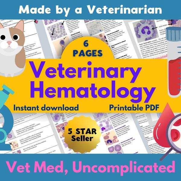 Hämatologie Veterinär-Study-Führer, Vet Tech, Vet Nurse, Vet Studenten Blutausstrich Interpretation Notizen