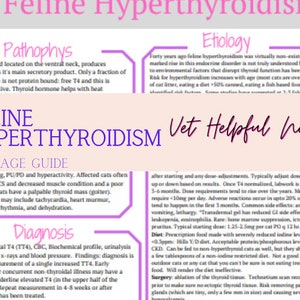 Feline Hyperthyroidism Guide, vet student notes, vet tech notes