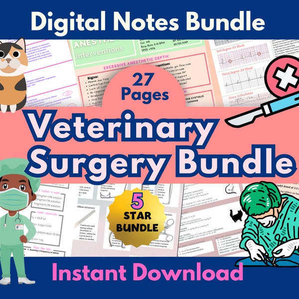 Veterinary Surgery Bundle, Vet Tech Notes, VTNE prep