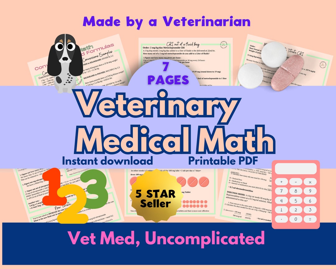 Vet Med Math Guide Vet Notes for Vet Techs, Vet Students Veterinary
