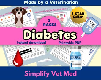 Guide sur le diabète canin/félin, guide sur le diabète pour étudiants vétérinaires, guide sur le diabète Vet Tech