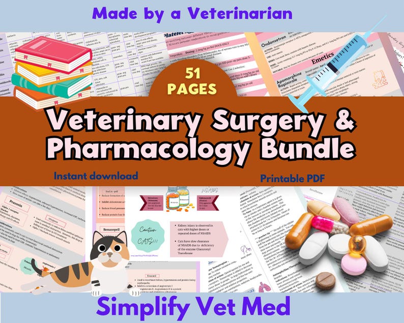Combination Veterinary Surgery and Pharmacology Bundles for Vet Techs, Vet Nurses and Vet Students image 1