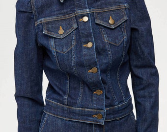 Chaqueta vaquera abotonada para mujer: Prenda exterior vaquera azul