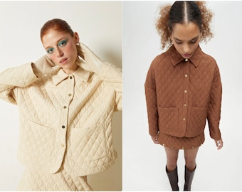 Chaqueta acolchada de gran tamaño para mujer, ideal para un estilo informal elegante.