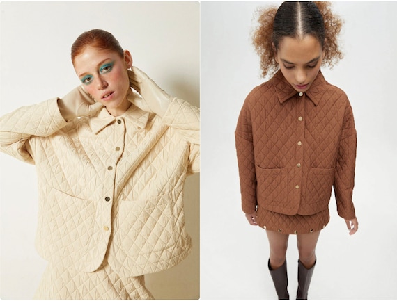 Oversize Quilted Women's Jacket Outerwear for Smart Casual Coats