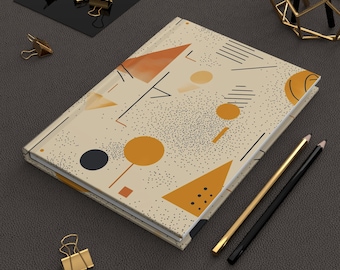 Modernes minimalistisches Hardcover-Journal, geometrisches, stilvolles Design-Notizbuch, Geschenk für Kreative, Anpassungsoption verfügbar, einzigartiger Planer