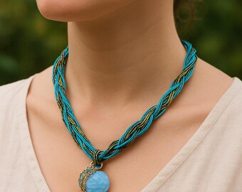 Boho Style Peacock Animal Figure Stone Beaded Opal Pendant  Women’s Necklace Jewelry , Woman daily use Fashion Jewelry for gift