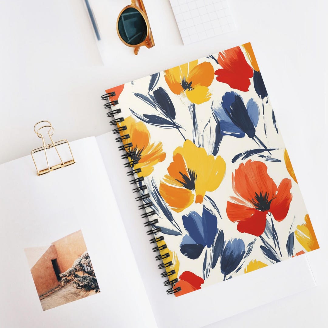 Floral Spiral Notebook - Ruled Lines, Study, Gift for Students, Artists ...