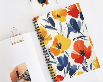 Floral Spiral Notizbuch - Liniert, Studie, Geschenk für Studenten, Künstler, Home Office Gebrauch, Frühlingsdekor, Anpassungsoption verfügbar