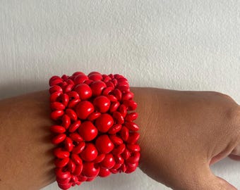 Boho Women’s Red Beaded Bracelet Bangle Jewelry for Everyday Use Fashion Accessories