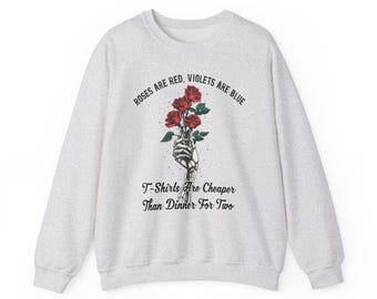 Romantisches Skull Rose Sweatshirt Gemütliches Unisex Heavy Blend Rundhalsausschnitt, Perfekt für Valentinstag, Jubiläumsgeschenk, lustiger Humor Slogan, Geschenk