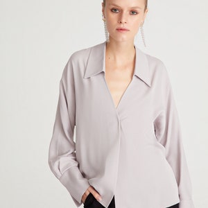 Mate Satin Shirt for Women, Fashion Long Sleeve Blouse, Classical Shirt for Work Women&#39;s Formal Wear