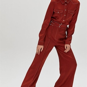 Women&#39;s Wide Leg Stylish Fashion Trousers With Seam Detail, women pants, wide leg trousers for women