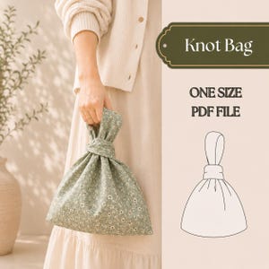 Molde para costura de bolsa com nó japonês, blusa com laço floral na frente (download em PDF)