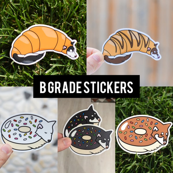 Discounted Husky Donut and Croissant Stickers - Minor defects