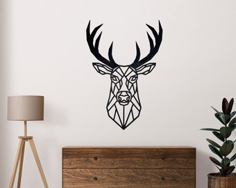 Wanddekoration Hirsch aus Holz | Polygon | Wandtattoo