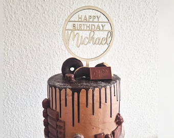 personalized cake topper - individual wreath - Happy Birthday
